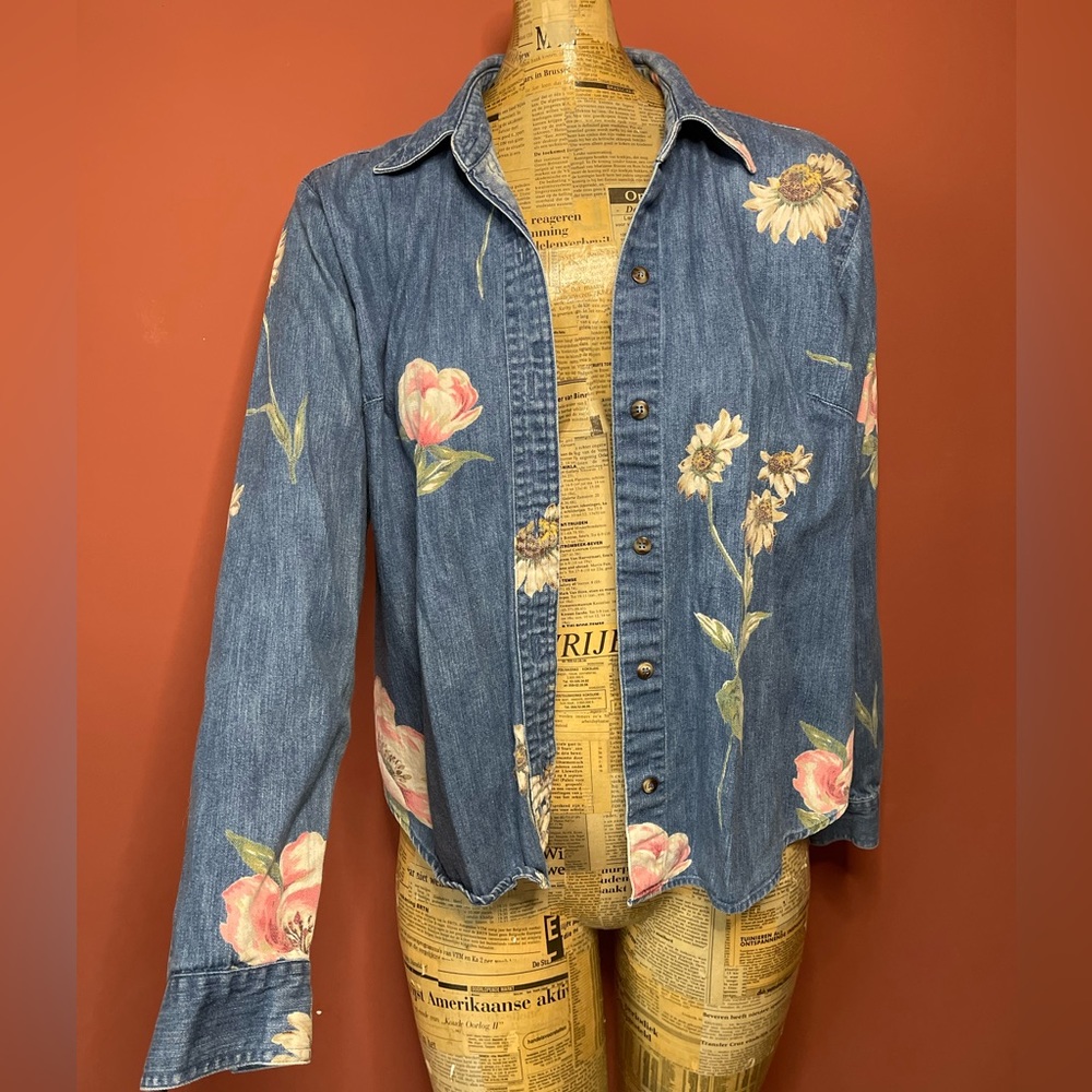 Vintage Liz Claiborne Floral Jean Jacket